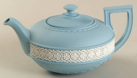 Cream Color on Dark Turquoise Jasperware by Wedgwood