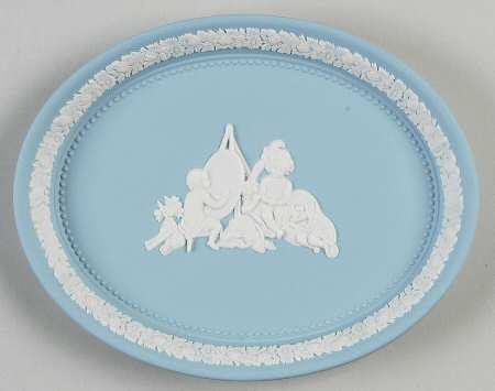 Cream Color on Dark Turquoise Jasperware Infant Academy Tray