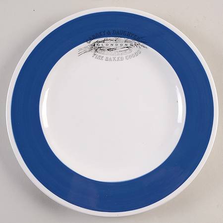 Stamped Label Blue Luncheon Plate