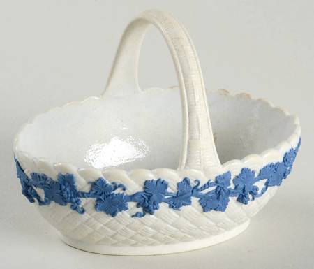Wedgwood Blue on Cream Color Jasperware Small Basket