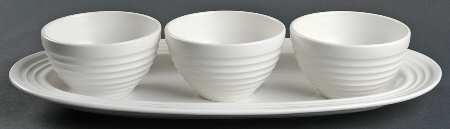 Emeril Chef's White Dip Bowl Set-3 Bowls w/Tray