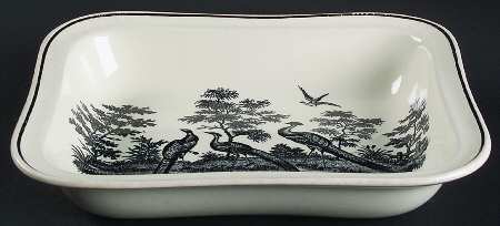 Liverpool Birds Black (Black Trim) 9" Rectangular Vegetable Bowl