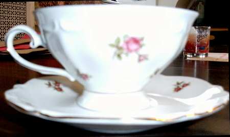 Spring Roses (Ribbed) Footed Cup & Saucer Set