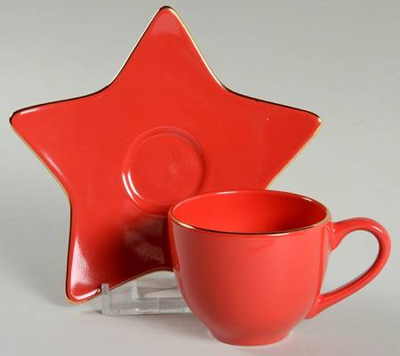 Holiday Star Flat Demitasse Cup & Saucer Set