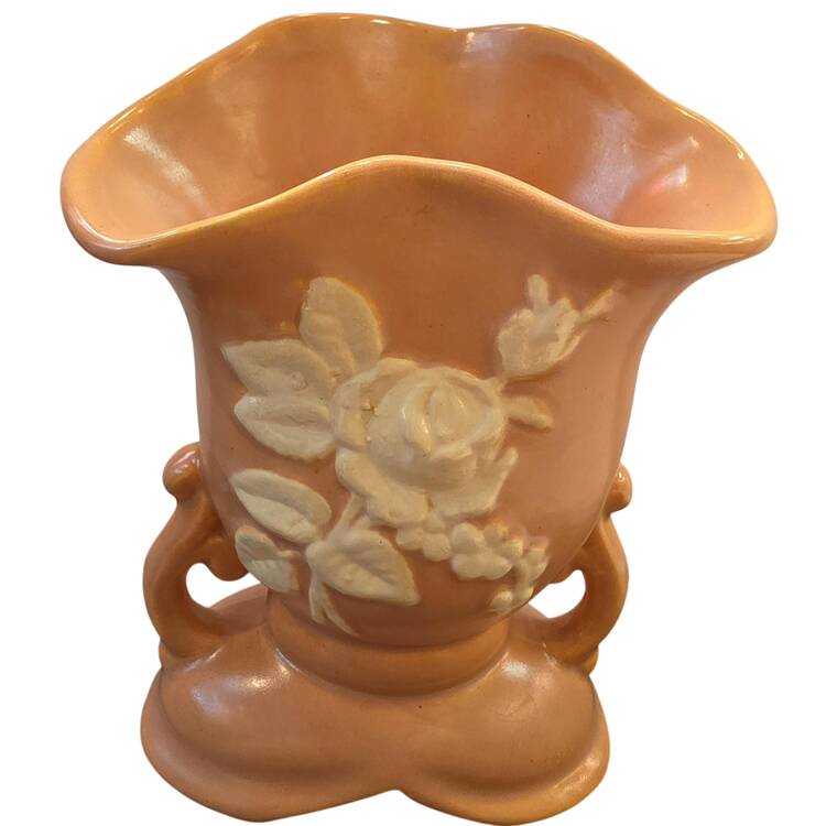 Cameo Brown 6" Handled Vase