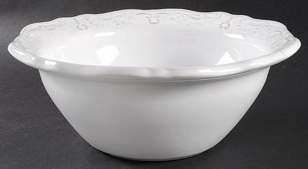 White Provencal 11" Large Salad Serving Bowl