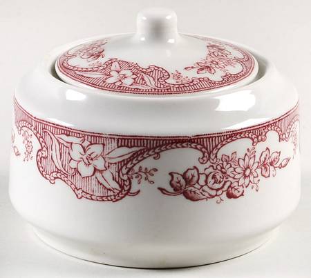 Majestic Red (White Background) Sugar Bowl & Lid