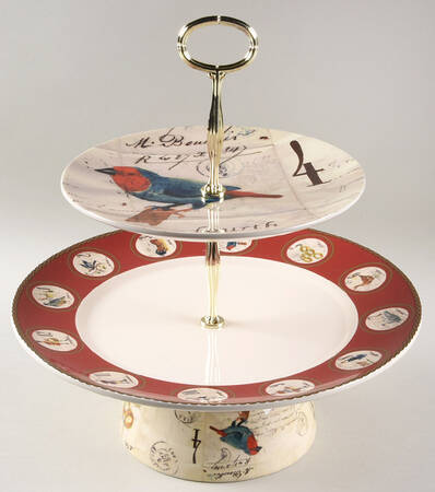 12 Days of Christmas (Black Numbers, Rim Shape) 11 1/4"  2 Tier Footed Serving Tray (DP,SP,FR) HC