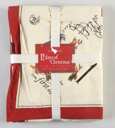 12 Days of Christmas (Black Numbers, Rim Shape) 70" X 126" Rectangular Tablecloth by Williams-Sonoma