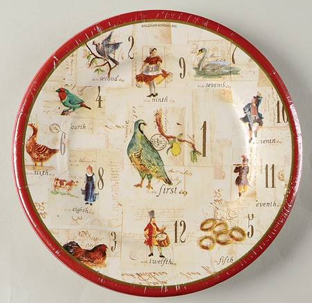 12 Days of Christmas (Black Numbers, Rim Shape) (Pack of 8) Paper Luncheon Plate
