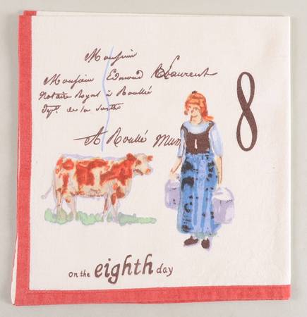12 Days of Christmas (Black Numbers, Rim Shape) Cloth Napkin