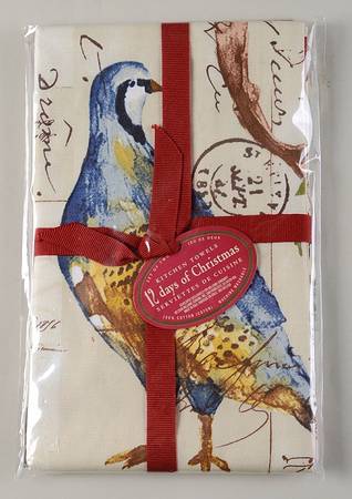 12 Days of Christmas (Black Numbers, Rim Shape) (Set of 2) Cloth Kitchen Towels
