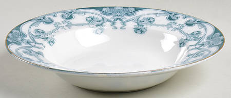 Iris Blue Green (No Gold Accent) Large Rim Soup Bowl