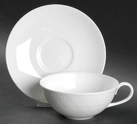Daisy Blanc Flat Cup & Saucer Set