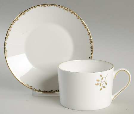 Gilded Leaf Flat Cup & Saucer Set