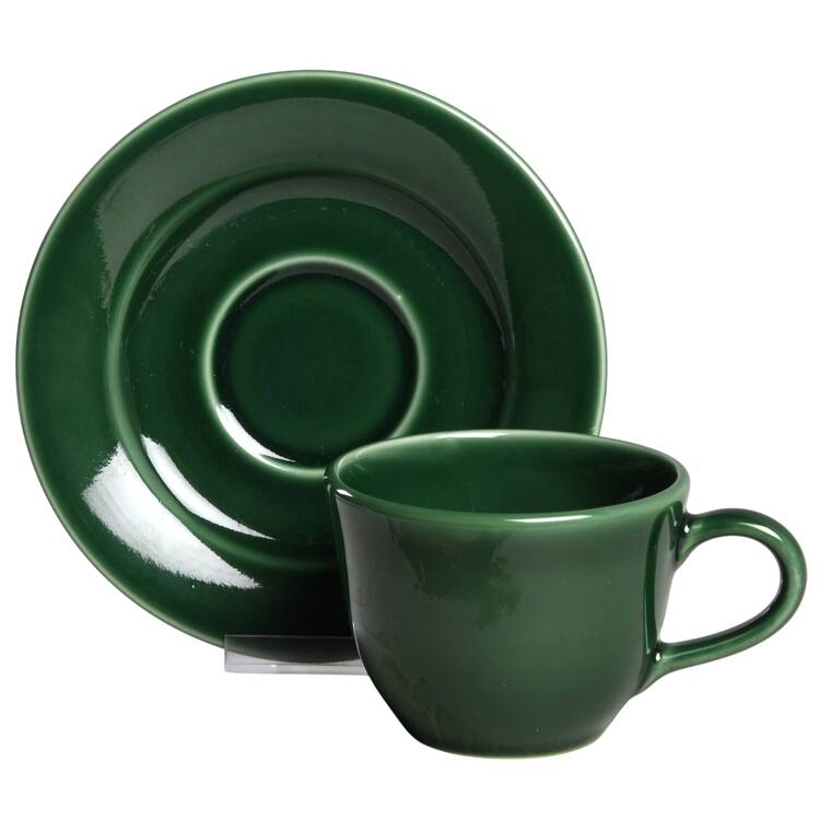 Belvedere Green Flat Cup & Saucer Set