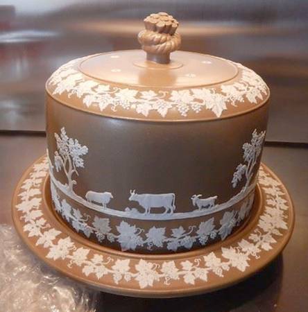 Cream on Taupe Jasperware (Older) China Cake Safe