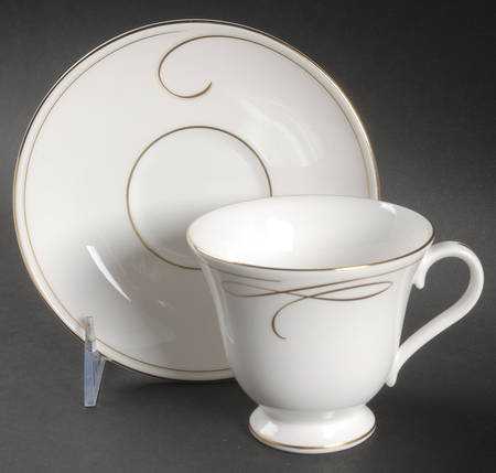 Ballet Ribbon (Gold) Footed Cup & Saucer Set