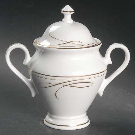Ballet Ribbon (Gold) Sugar Bowl & Lid