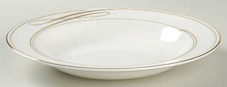 Ballet Ribbon (Gold) Large Rim Soup Bowl