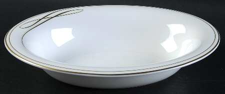 Ballet Ribbon (Gold) 10" Oval Vegetable Bowl