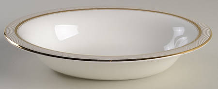 Ribbon Stripe Gold 9" Oval Vegetable Bowl