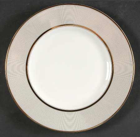 Ribbon Stripe Gold Accent Salad Plate
