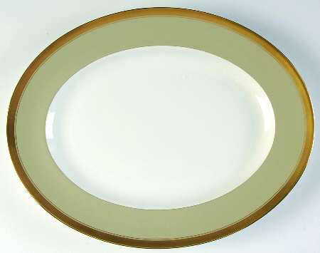 Wedding Band Taupe 13" Oval Serving Platter