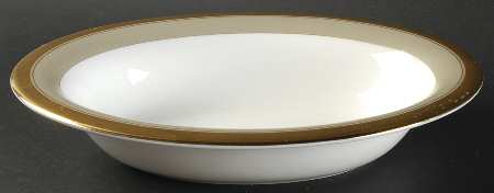 Wedding Band Taupe 9" Oval Vegetable Bowl