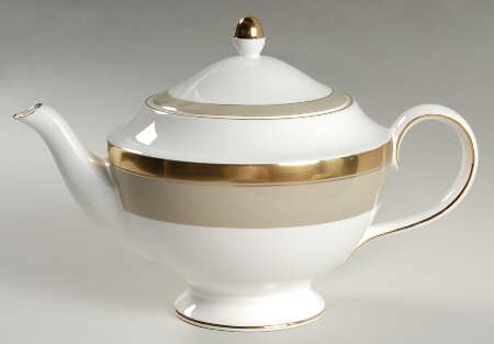 Wedding Band Taupe Tea/Coffee Pot & Lid