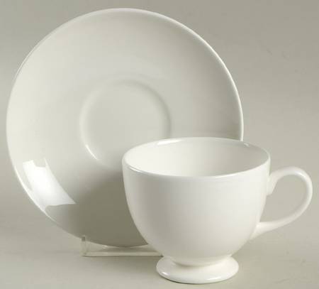 White Saleware Leigh Shape Footed Cup & Saucer Set