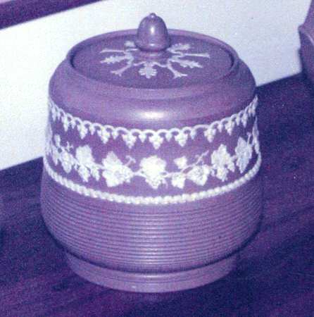Cream Color on Taupe Jasperware Grape (Old) Sugar Bowl & Lid
