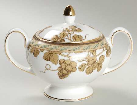 Golden Bird Leigh Shape Sugar Bowl & Lid
