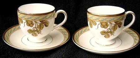 Golden Bird Leigh Shape Footed Cup & Saucer Set