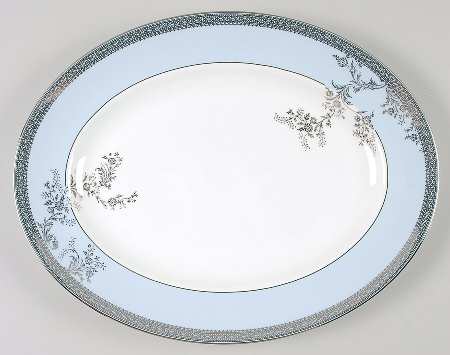 Vera Lace Bouquet Iris 14" Oval Serving Platter