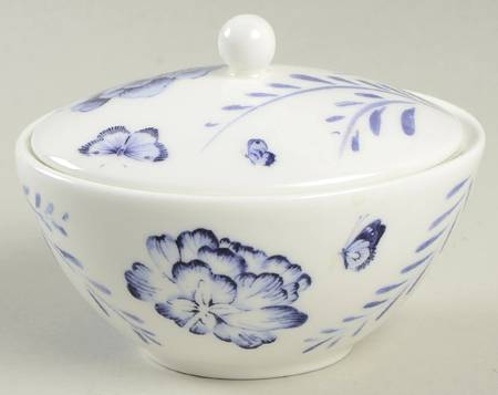Blue Butterfly Sugar Bowl & Lid