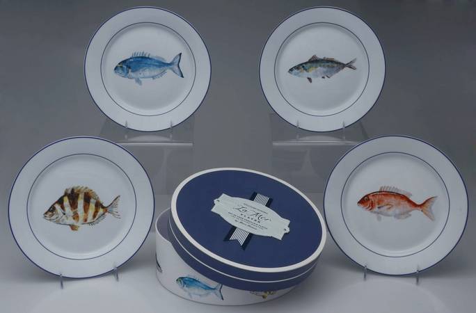 La Mer Fish Dinner Plate - Set of 4 Motif Boxed