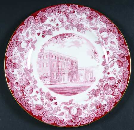 Harvard University Pink (Gold Trim, Bone) Dinner Plate
