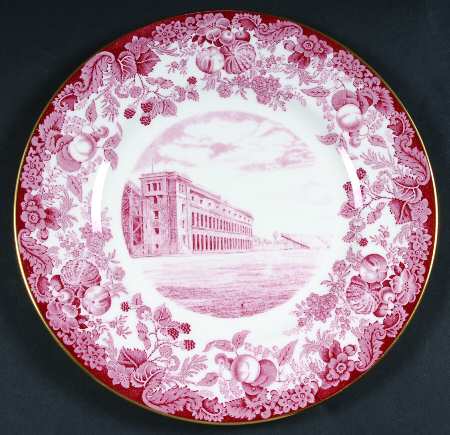 Harvard University Pink (Gold Trim, Bone) Dinner Plate