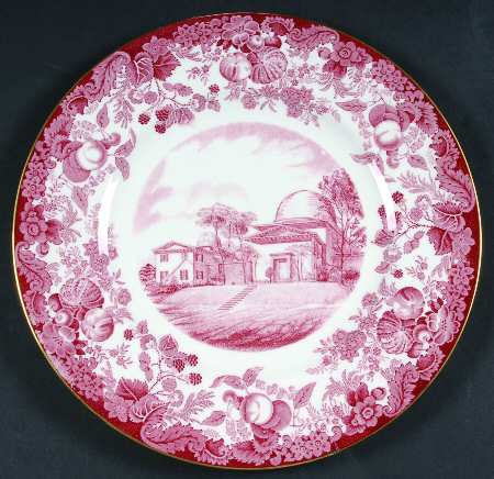 Harvard University Pink (Gold Trim, Bone) Dinner Plate