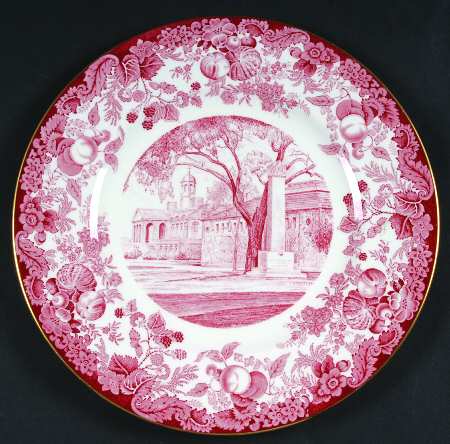 Harvard University Pink (Gold Trim, Bone) Dinner Plate
