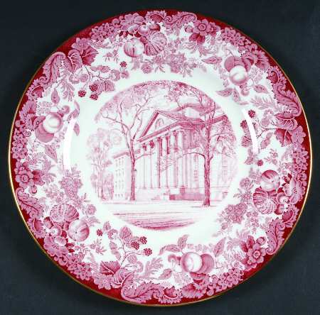 Harvard University Pink (Gold Trim, Bone) Dinner Plate
