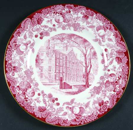 Harvard University Pink (Gold Trim, Bone) Dinner Plate
