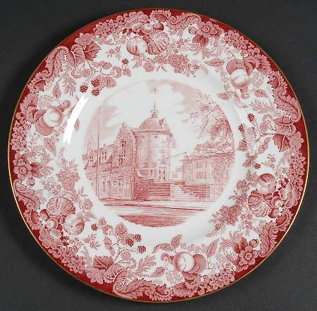 Harvard University Pink (Gold Trim, Bone) Dinner Plate