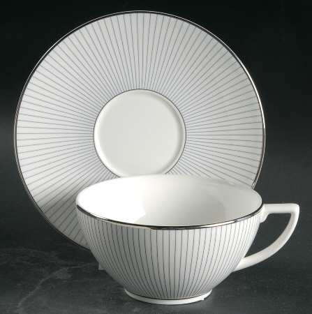 Jasper Conran Blue Pinstripe Flat Cup & Saucer Set