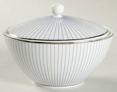 Jasper Conran Blue Pinstripe Sugar Bowl & Lid