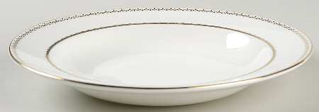 French Knot (Gold Trim) Large Rim Soup Bowl