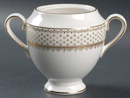 French Knot (Gold Trim) Sugar Bowl No Lid