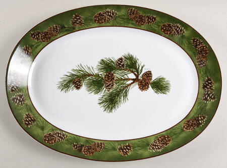Pinecone Rim 16" Oval Serving Platter by Wild Wings