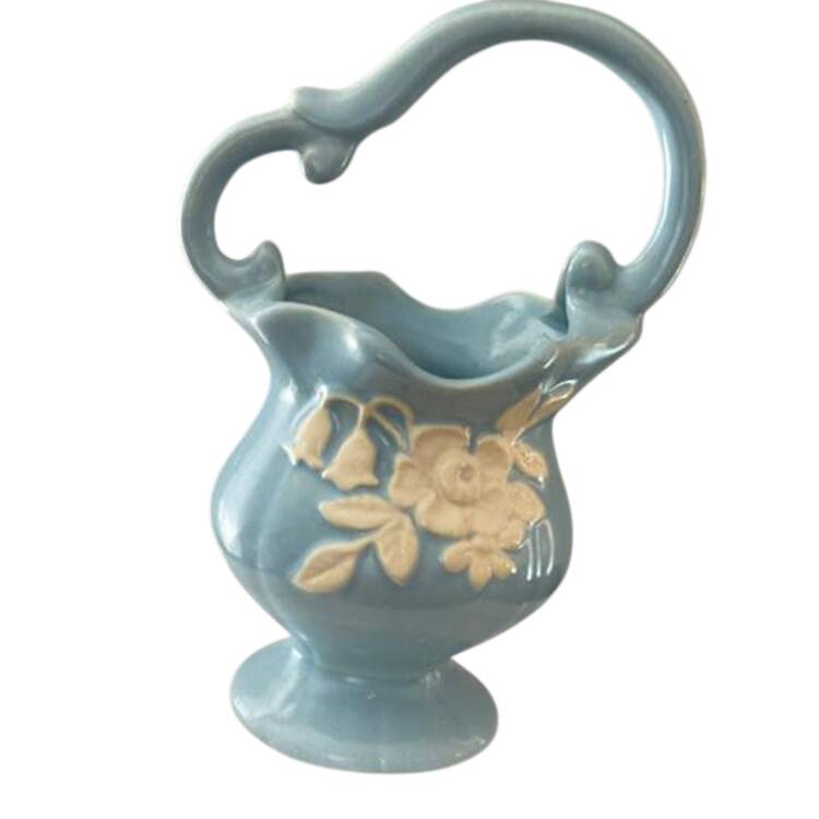 Cameo Blue 8" Handled Basket